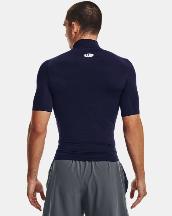 Men's HeatGear® Compression Mock Short Sleeve, Blue, pdpMainDesktop image number 1